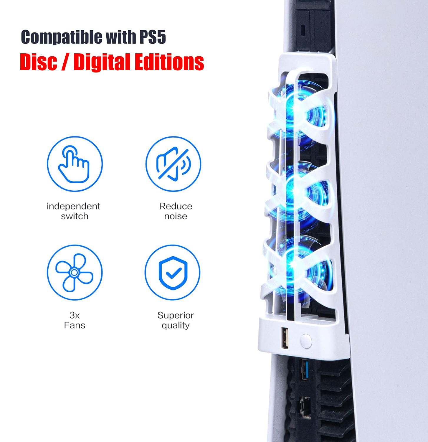 مروحة تبريد صامتة لجهاز PS5 مع - مراجعة Gaming Accessories For Ps5 وسعره